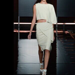 Sally LaPointe Lambskin Skirt in Eggshell Powder Color - Small - SS2014